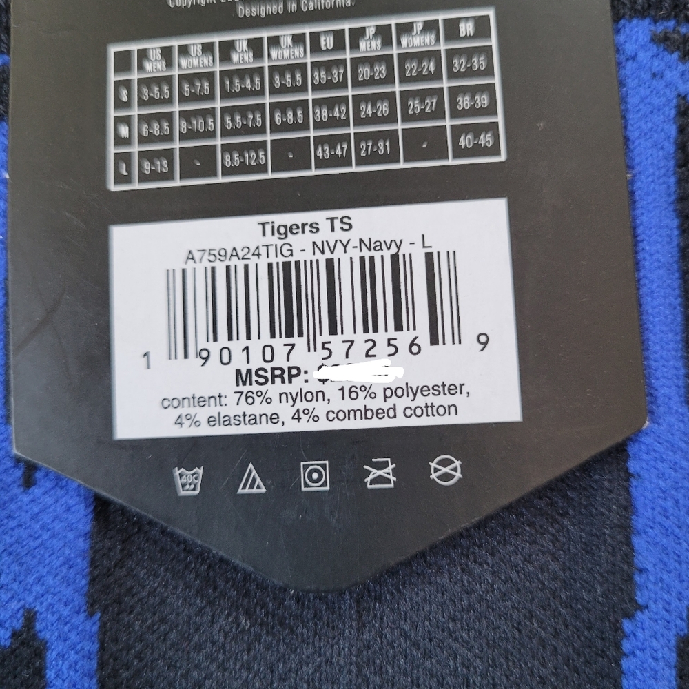 Stance Mens Large 9-13 MLB Detroit Tigers Baseball OTC Crew Socks Freshtek - Picture 15 of 15
